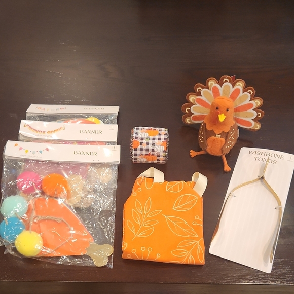 Thanksgiving Party Decoration Set with Orange and Multicolor Accents S/7 - Picture 1 of 17